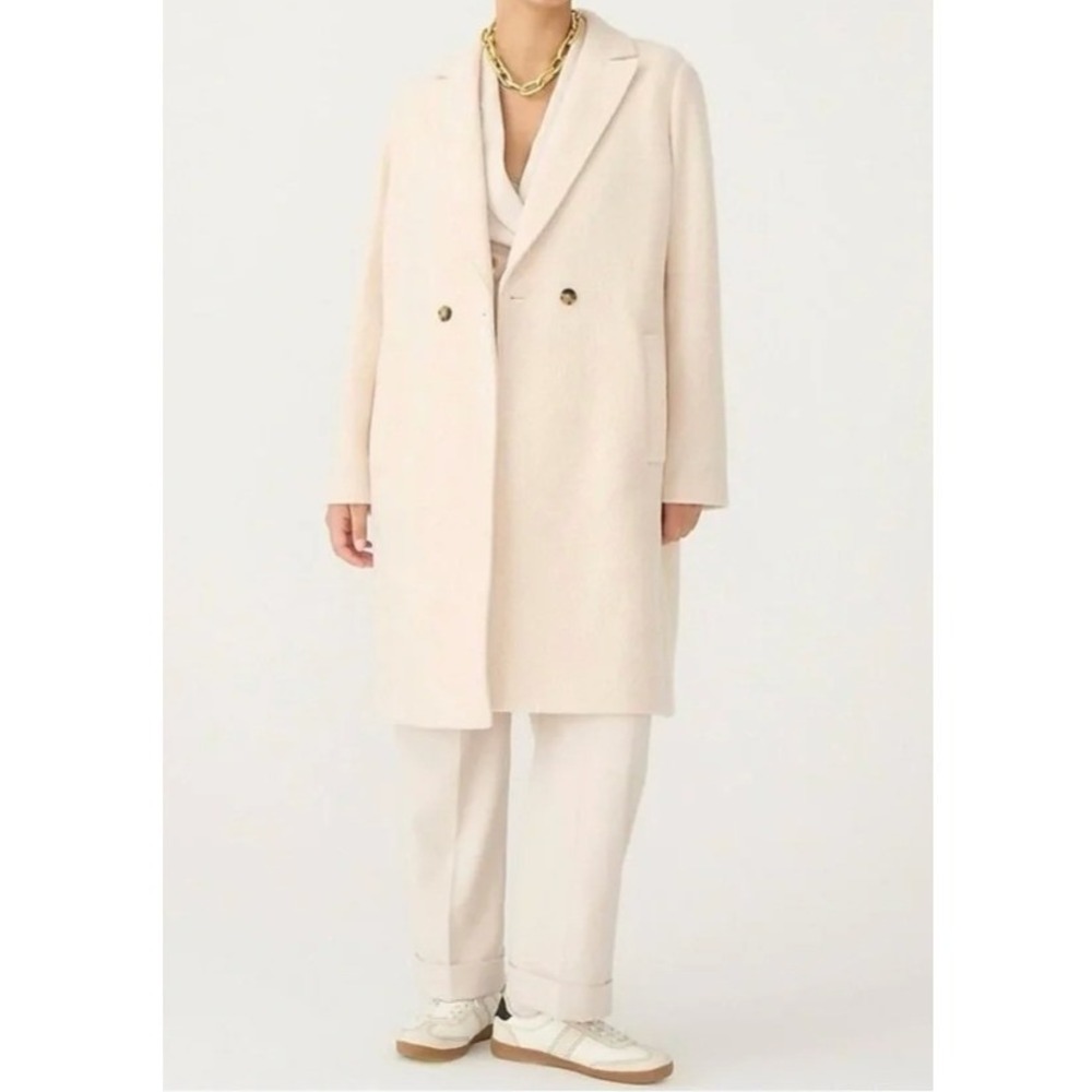 J.Crew Italian Boiled Wool Daphne Topcoat Dusty Ivory Cream Size 14 - Picture 1 of 6